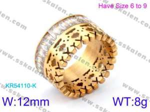 Stainless Steel Stone&Crystal Ring - KR54110-K