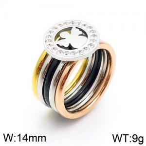 Stainless Steel Stone&Crystal Ring - KR82809-K