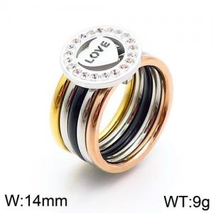 Stainless Steel Stone&Crystal Ring - KR82811-K