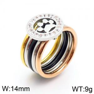 Stainless Steel Stone&Crystal Ring - KR82812-K