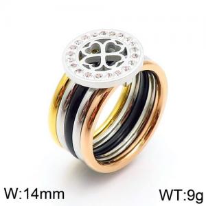 Stainless Steel Stone&Crystal Ring - KR82813-K