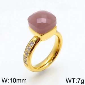 Stainless Steel Stone&Crystal Ring - KR82823-K