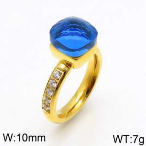 Stainless Steel Stone&Crystal Ring - KR82827-K