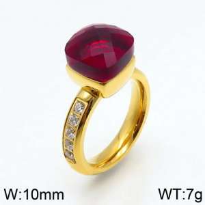 Stainless Steel Stone&Crystal Ring - KR82828-K