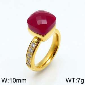 Stainless Steel Stone&Crystal Ring - KR82831-K