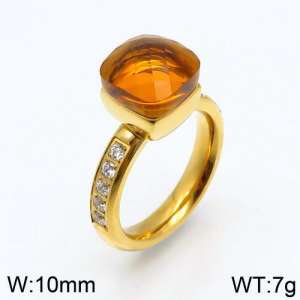 Stainless Steel Stone&Crystal Ring - KR82833-K