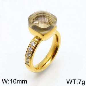 Stainless Steel Stone&Crystal Ring - KR82834-K