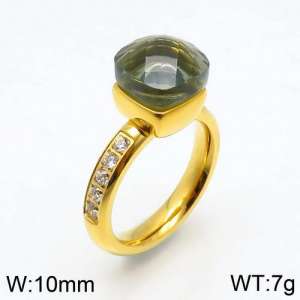 Stainless Steel Stone&Crystal Ring - KR82835-K