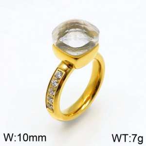 Stainless Steel Stone&Crystal Ring - KR82836-K