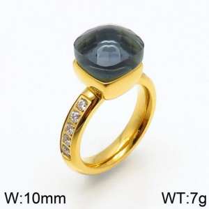 Stainless Steel Stone&Crystal Ring - KR82837-K