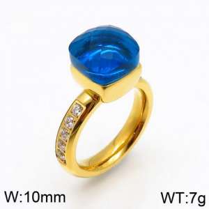 Stainless Steel Stone&Crystal Ring - KR82839-K