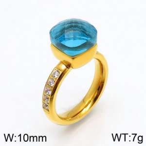 Stainless Steel Stone&Crystal Ring - KR82841-K