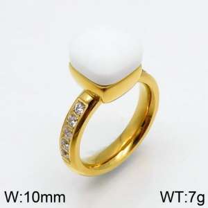 Stainless Steel Stone&Crystal Ring - KR82843-K