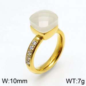 Stainless Steel Stone&Crystal Ring - KR82844-K