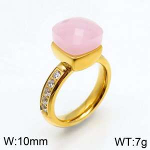 Stainless Steel Stone&Crystal Ring - KR82845-K