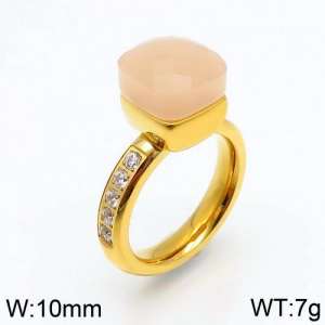 Stainless Steel Stone&Crystal Ring - KR82847-K