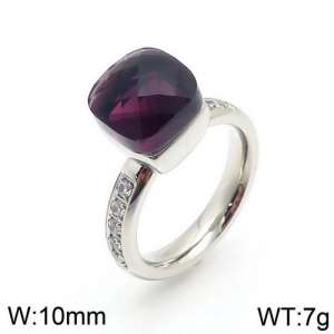 Stainless Steel Stone&Crystal Ring - KR82873-K