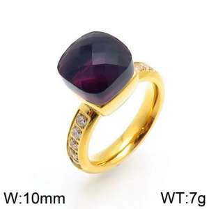 Stainless Steel Stone&Crystal Ring - KR82876-K