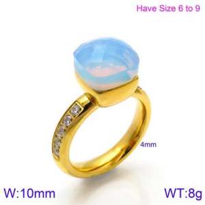 Stainless Steel Stone&Crystal Ring - KR82878-K