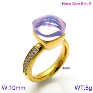 Stainless Steel Stone&Crystal Ring - KR82879-K