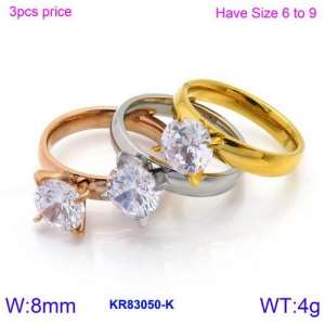 Stainless Steel Stone&Crystal Ring - KR83050-K