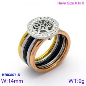 Stainless Steel Stone&Crystal Ring - KR83071-K