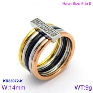 Stainless Steel Stone&Crystal Ring - KR83072-K