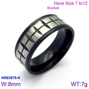 Stainless Steel Black-plating Ring - KR83079-K