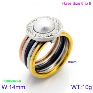 Stainless Steel Stone&Crystal Ring - KR85963-K