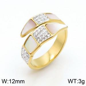 Stainless Steel Stone&Crystal Ring - KR88555-YH