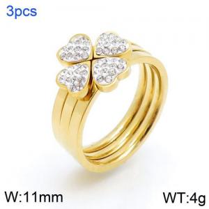 Stainless Steel Stone&Crystal Ring - KR90110-WX