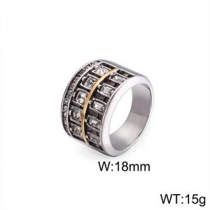 Stainless Steel Stone&Crystal Ring - KR91351-K