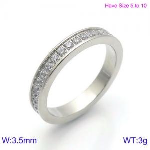 Stainless Steel Stone&Crystal Ring - KR91526-K