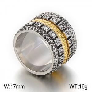 Stainless Steel Stone&Crystal Ring - KR91688-GC