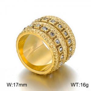 Stainless Steel Stone&Crystal Ring - KR91689-GC