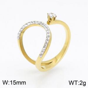 Stainless Steel Stone&Crystal Ring - KR91747-WX