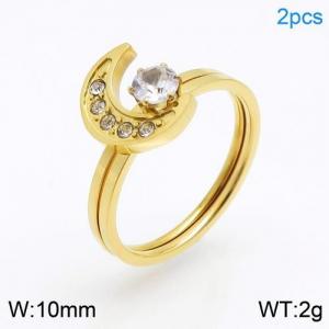 Stainless Steel Stone&Crystal Ring - KR91751-WX