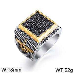 Stainless Steel Stone&Crystal Ring - KR91764-WGTY