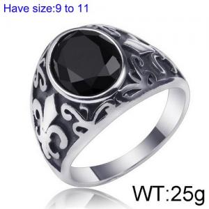 Stainless Steel Stone&Crystal Ring - KR91966-WGLN