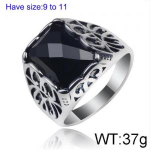 Stainless Steel Stone&Crystal Ring - KR91967-WGLN