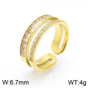 Stainless Steel Stone&Crystal Ring - KR92154-YH