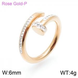 Stainless Steel Stone&Crystal Ring - KR92157-YH