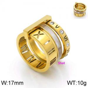 Stainless Steel Stone&Crystal Ring - KR92261-GC