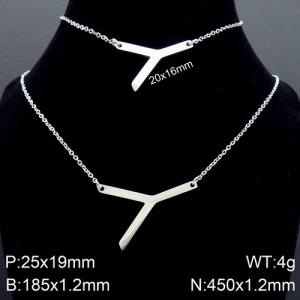 Steel Letter Y Bracelet Necklace Women's O-shaped Chain Set - KS116493-K