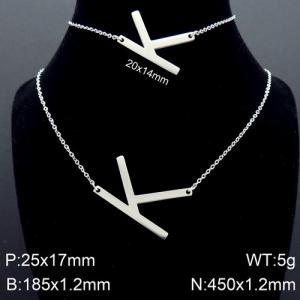 Steel Letter K Bracelet Necklace Women's O-shaped Chain Set - KS116497-K