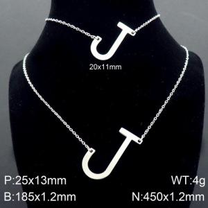 Steel Letter J Bracelet Necklace Women's O-shaped Chain Set - KS116498-K