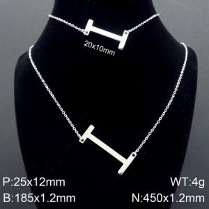 Steel Letter I Bracelet Necklace Women's O-shaped Chain Set - KS116499-K