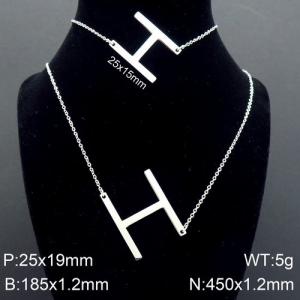 Steel Letter H Bracelet Necklace Women's O-shaped Chain Set - KS116500-K