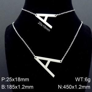 Steel Letter A Bracelet Necklace Women's O-shaped Chain Set - KS116502-K