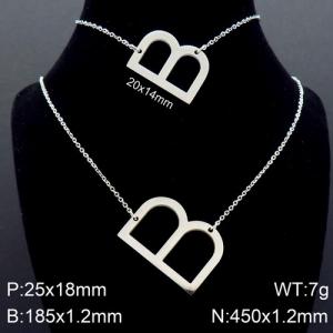 Steel Letter B Bracelet Necklace Women's O-shaped Chain Set - KS116503-K